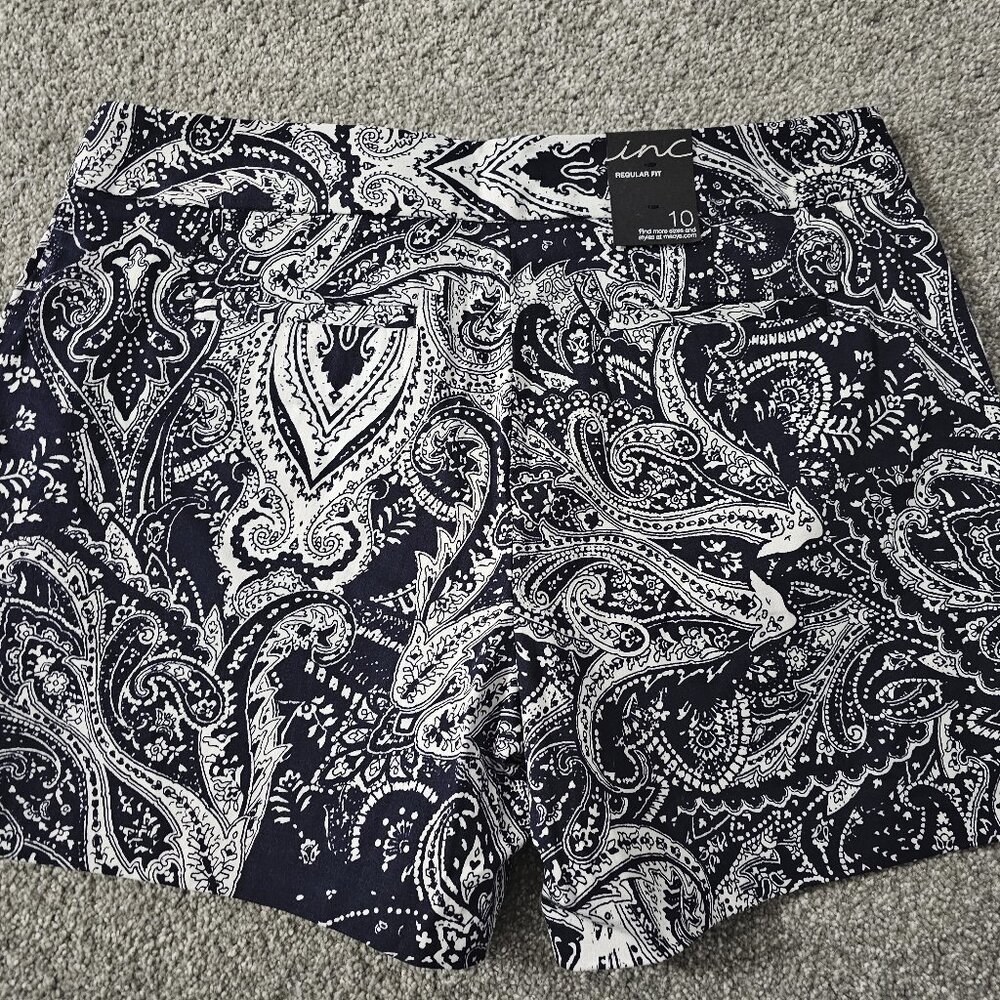 INC international concepts SHORTS printed REGULAR FIT blue/white SPANDEX - Picture 7 of 8